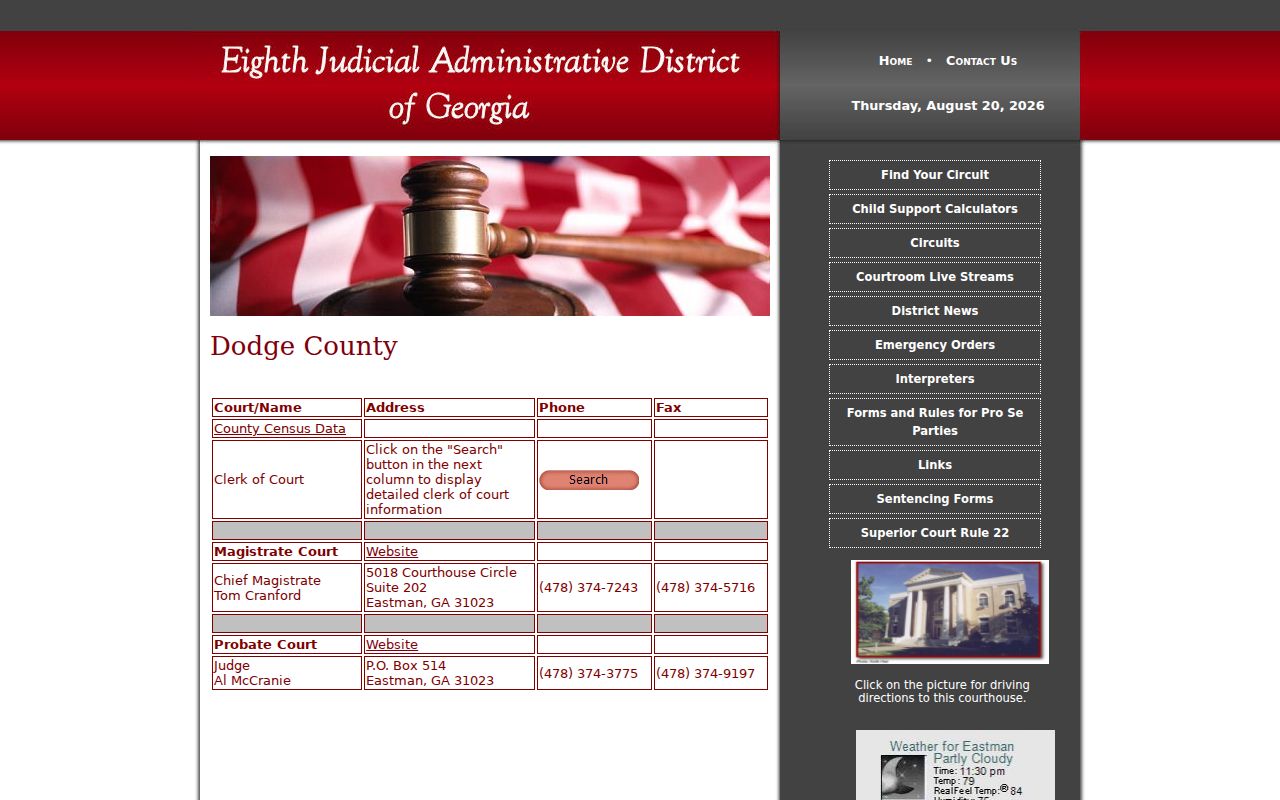 Chester court docket Dodge County city-services route