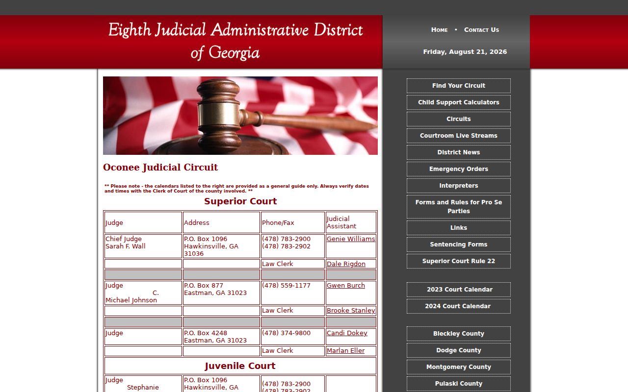 Dodge County criminal docket Oconee Judicial Circuit context