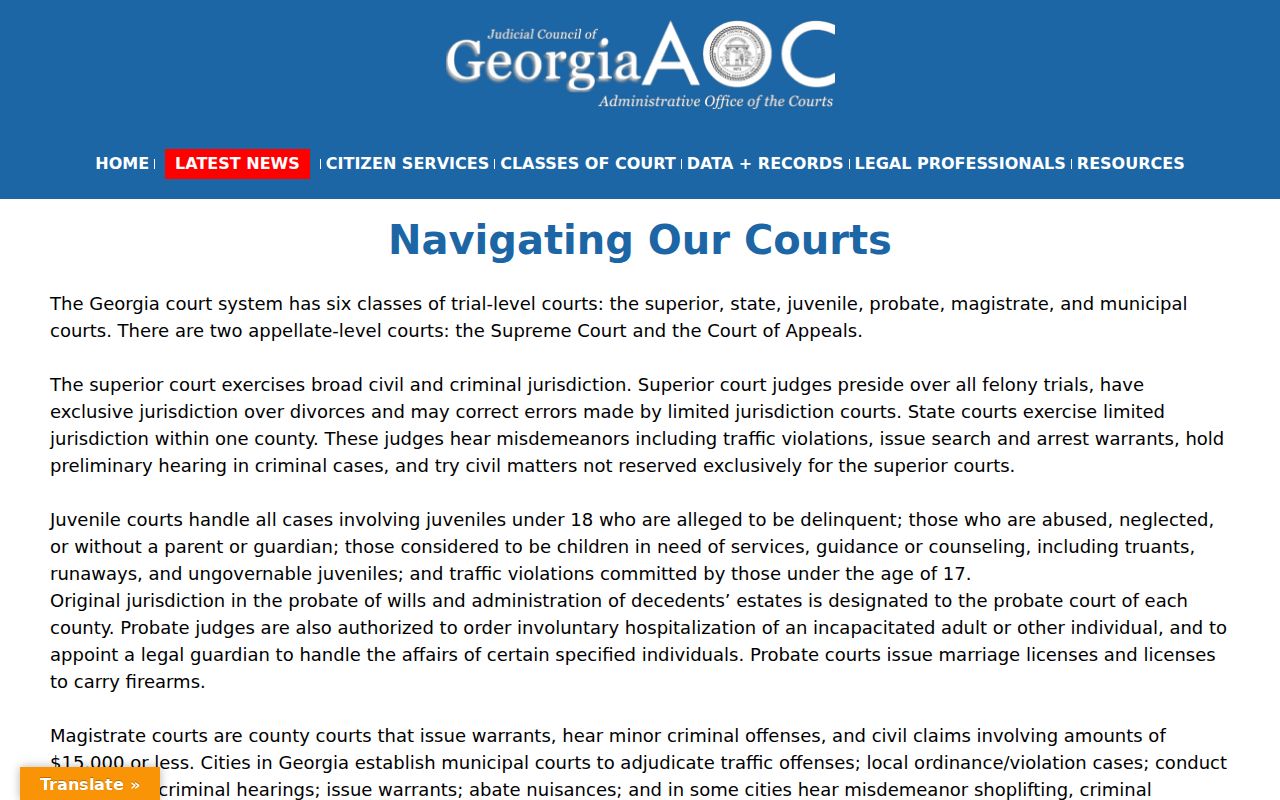Milan court docket Georgia Courts directory access
